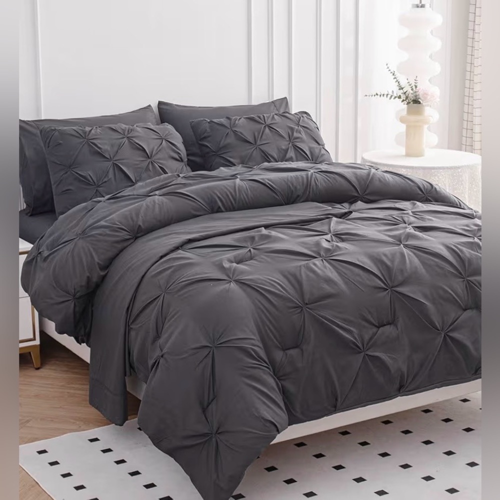 Elegant Gray Bedding Set.  ~ pin tuck